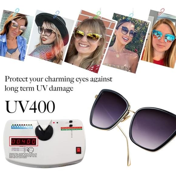 Oversized Cateye Sunglasses Women Fashion Metal Frame Cat Eye Womens Sunglasses - Picture 2 of 6